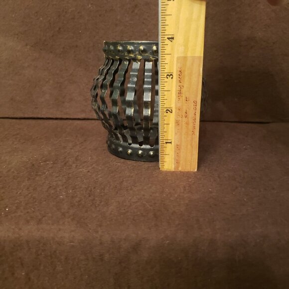 Vintage‎ Mid Century Black Metal Caged Votive Candle Holder Home Interiors - Picture 8 of 8
